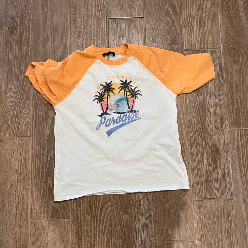 Maje Orange and White Paradise Tee